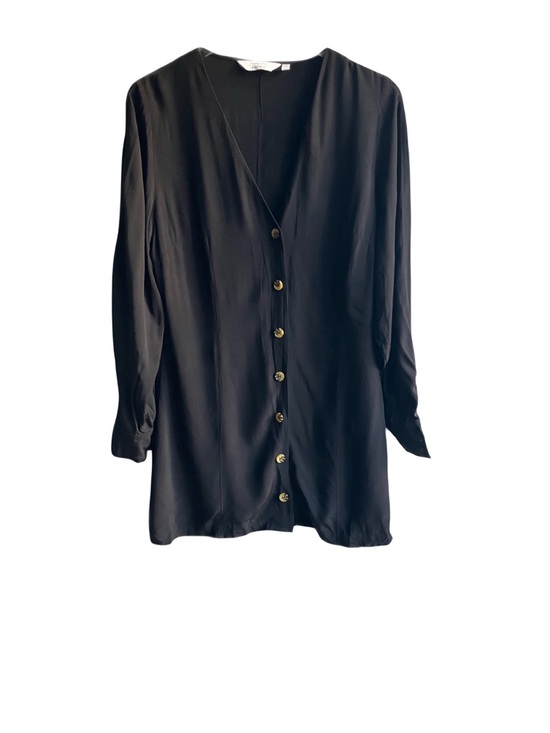 & Other Stories Black Flowy Long Sleeve Shirtdress Size 8 Mini Boho Minimalist - Picture 4 of 11